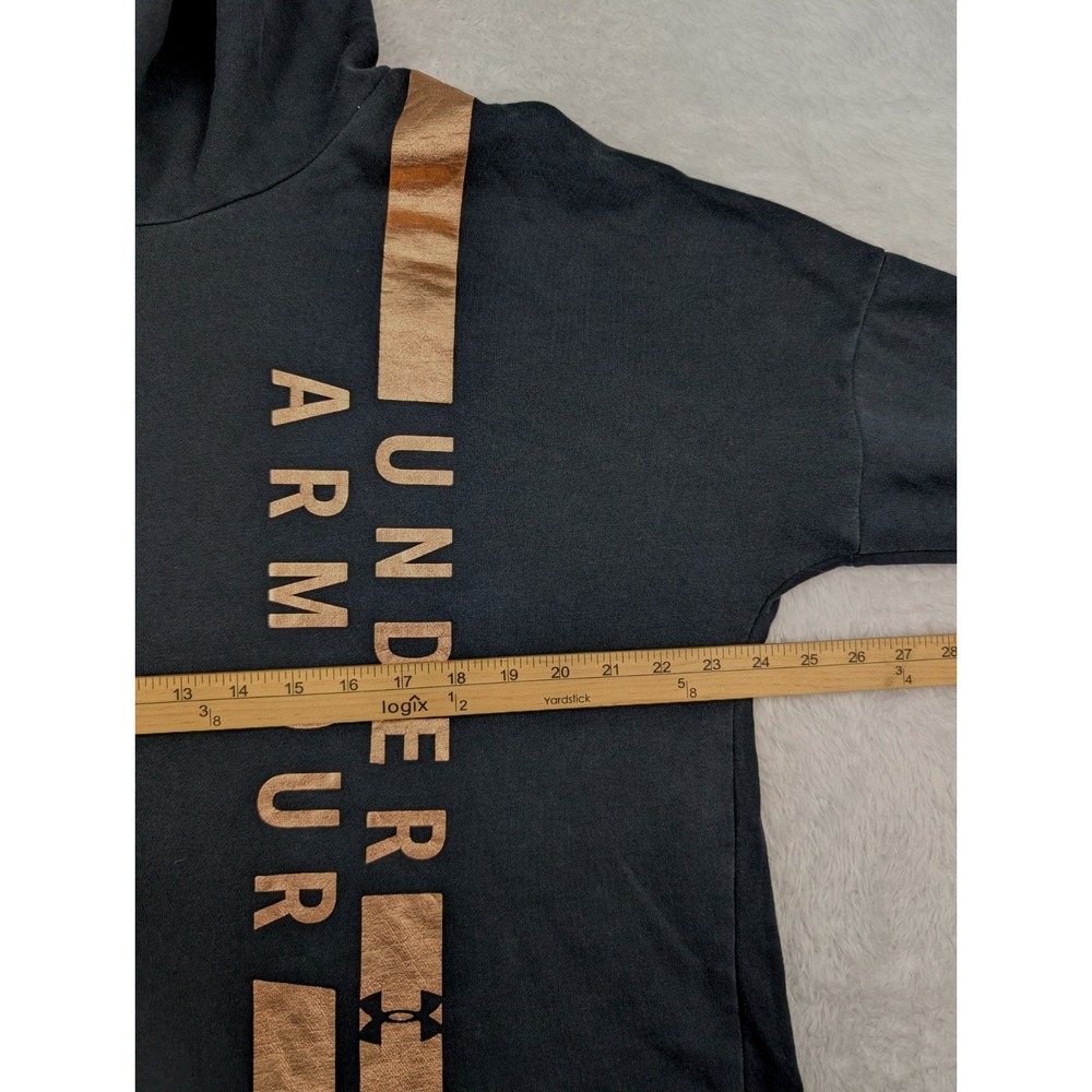 Under Armour Gold Spell Out Hoodie Women's Size XL Black Loose Fit - Picture 6 of 9